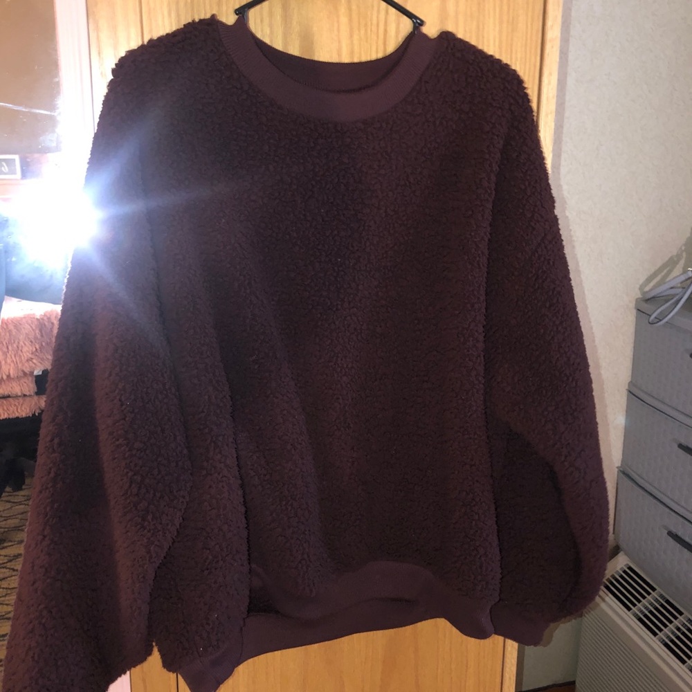 Maroon Fleece Sherpa Crewneck